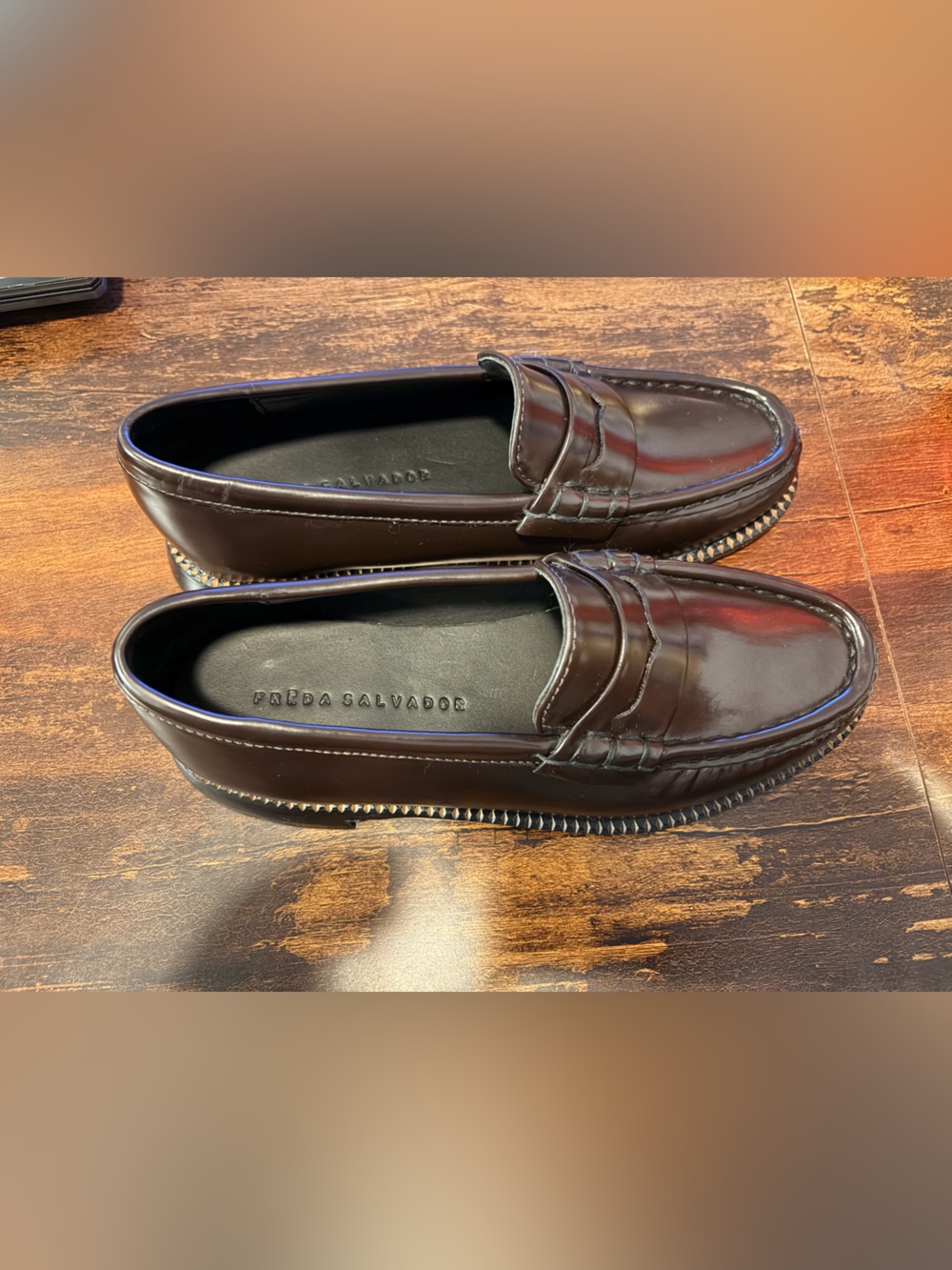 Freda Salvador Elba Brown Leather Penny Loafers 6.5 - Picture 11 of 12